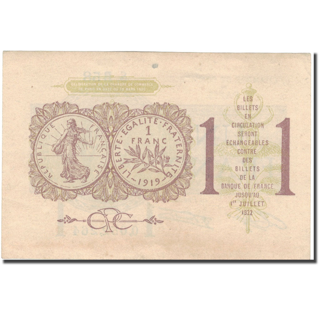 France, 1 Franc, 1922, 1922-07-01, AU(55-58)