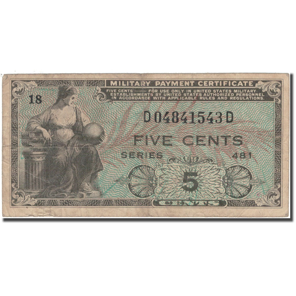 Banknote, United States, 5 Cents, KM:M22a, VF(20-25)