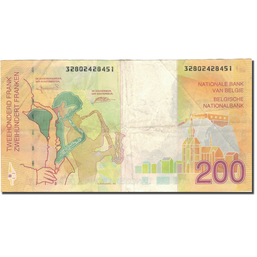 Banknote, Belgium, 200 Francs, 1995, Undated (1995), KM:148, VF(20-25)