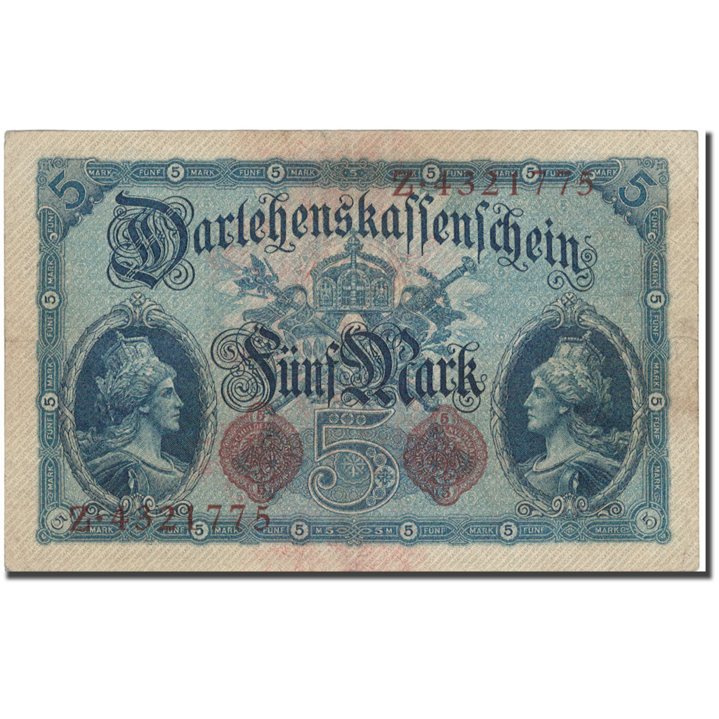 Billete, 5 Mark, 1914, Alemania, 1917-08-01, KM:47c, MBC