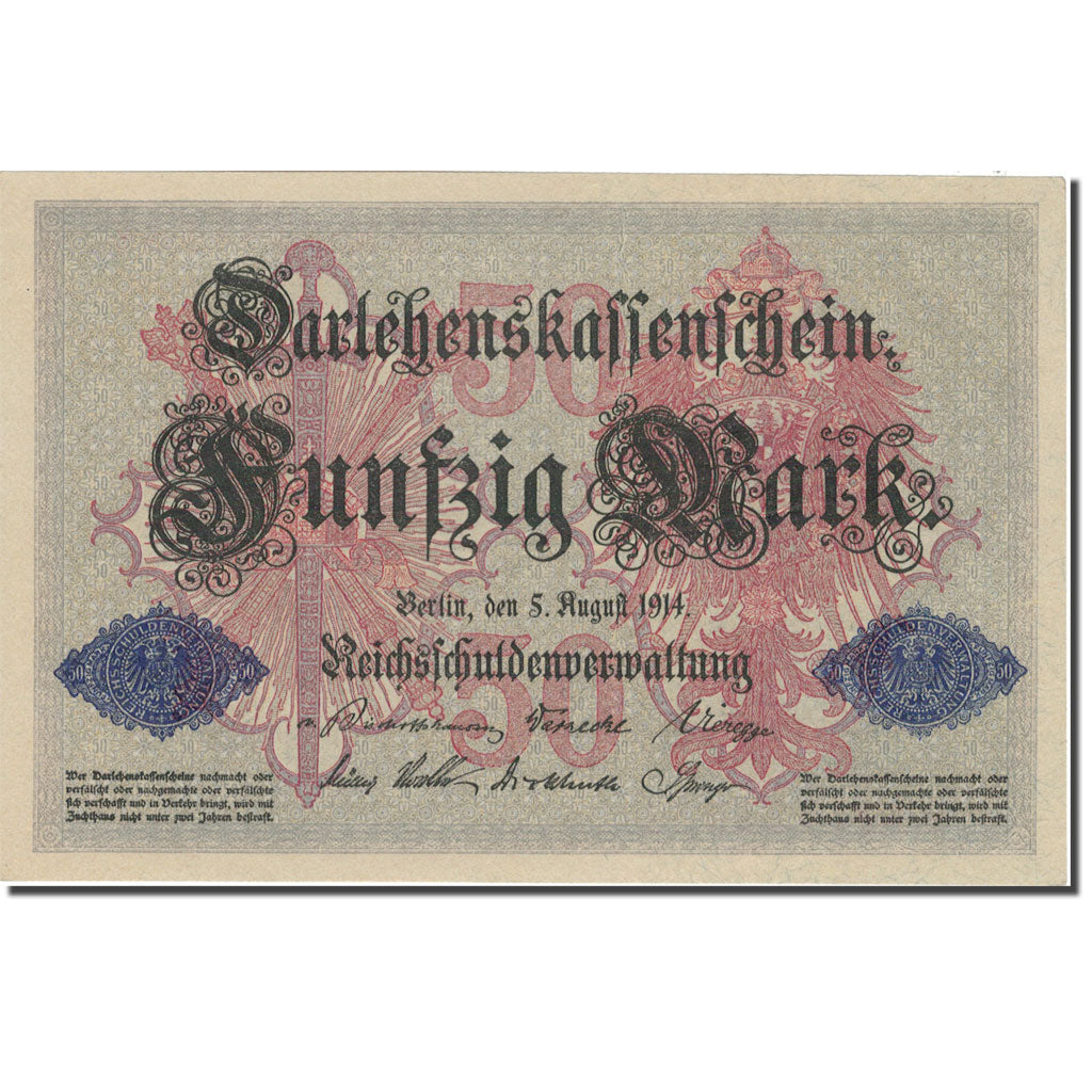 Banconote, Germania, 50 Mark, 1914, 1914-08-05, KM:49b, BB+
