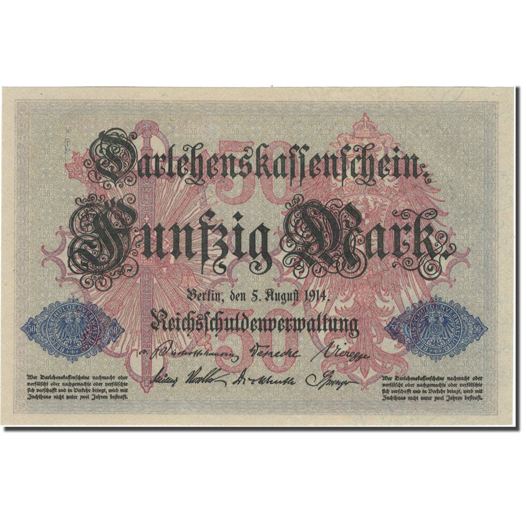 Banknote, Germany, 50 Mark, 1914, 1914-08-05, KM:49b, AU(50-53)