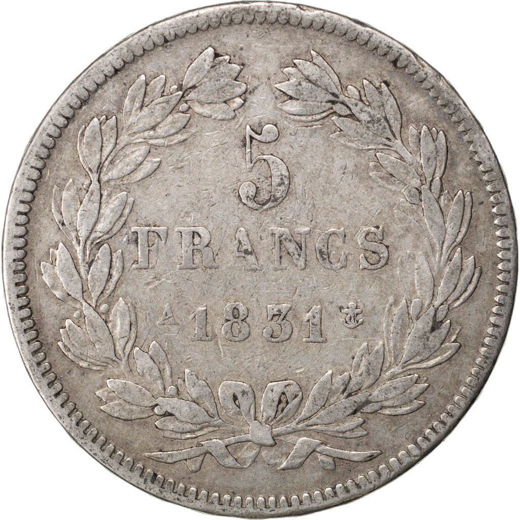 Coin, France, Louis-Philippe, 5 Francs, 1831, Paris, EF(40-45), Silver