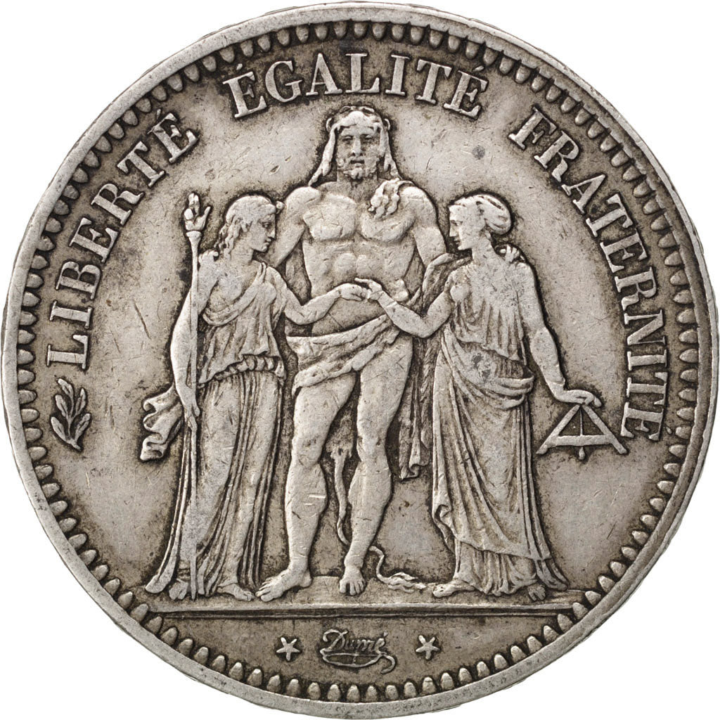FRANCE, Hercule, 5 Francs, 1848, Paris, KM #756.1, EF(40-45), Silver, Gadoury...