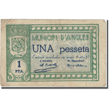 Banknote, Spain, ANGLES, 1 Peseta, Blason, 1937, 1937, VF(30-35)