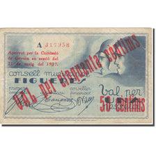 Banconote, Spagna, FIGUERES, 50 Centimes, personnage, 1937, 1937, MB+
