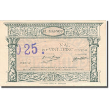 Banconote, Spagna, EL MASNOU, 25 Centimes, valeur faciale, 1937, 1937, SPL