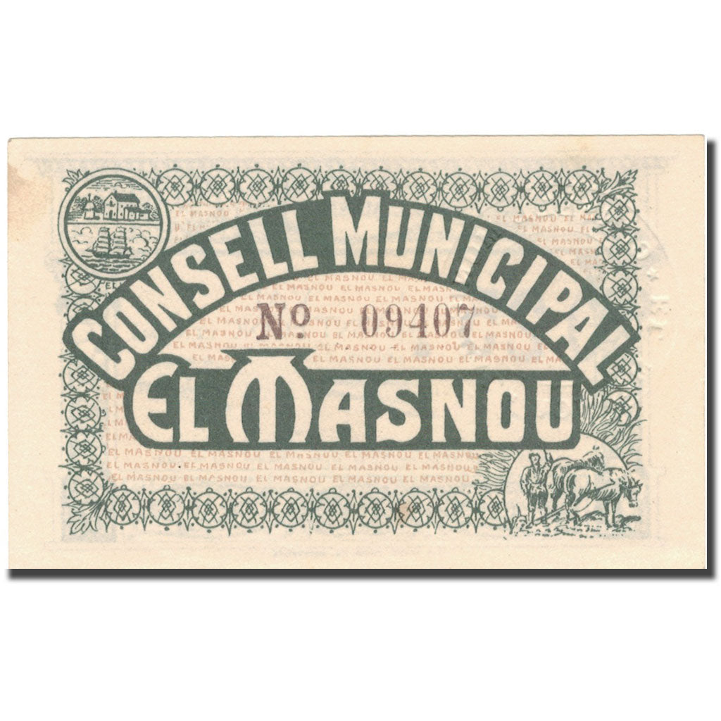 Banknote, Spain, EL MASNOU, 25 Centimes, valeur faciale, 1937, 1937, UNC(63)