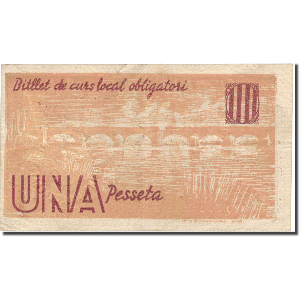 Nota, Espanha, 1 Peseta, pont, 1937, 1937, EF(40-45)