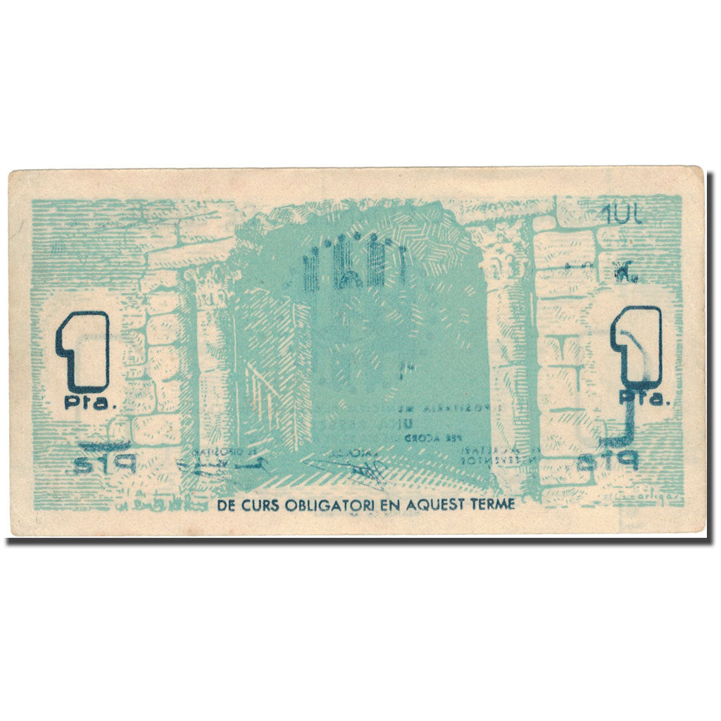 Geldschein, Spanien, LLOBREGA, 1 Peseta, Monument, 1937, 1937, SS