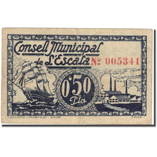 Nota, Espanha, ESCALA, 50 Centimes, bateau, 1937, 1937, EF(40-45)