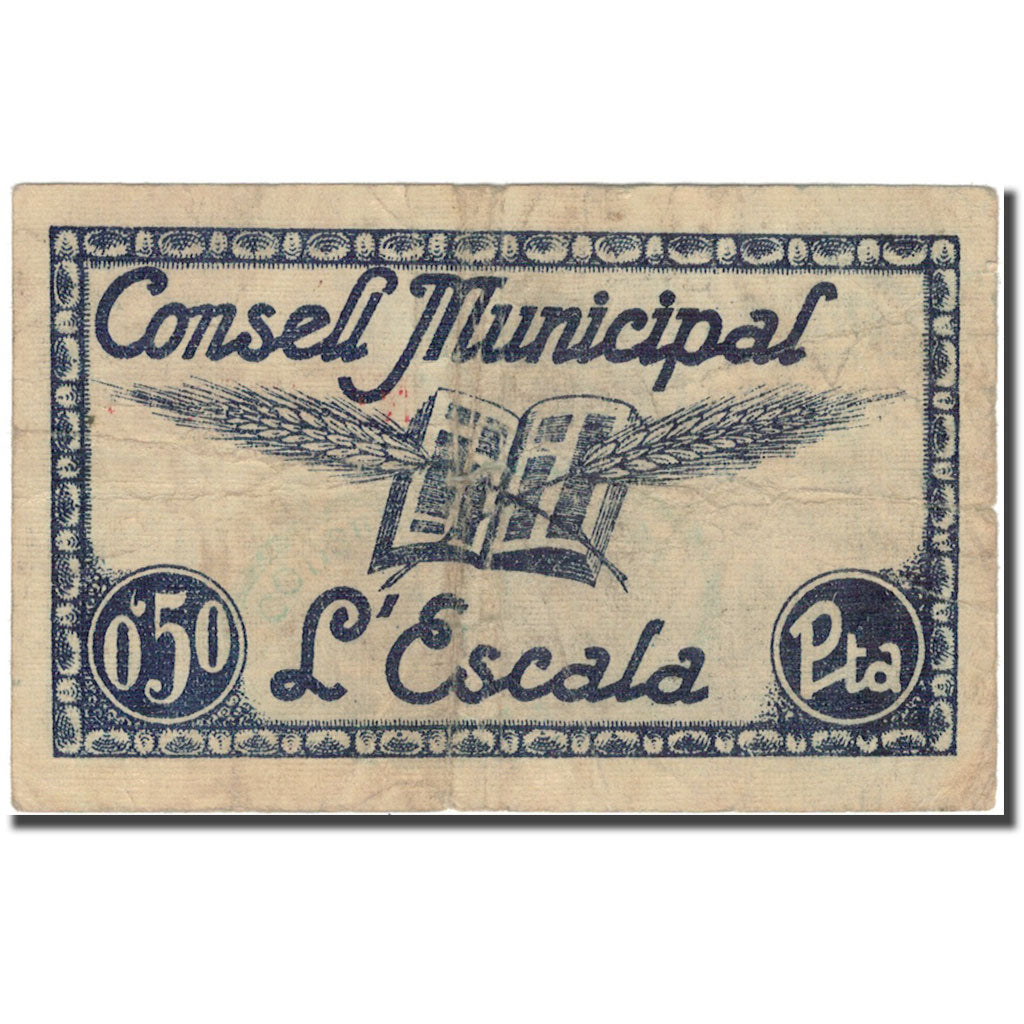 Banknote, Spain, ESCALA, 50 Centimes, bateau, 1937, 1937, EF(40-45)