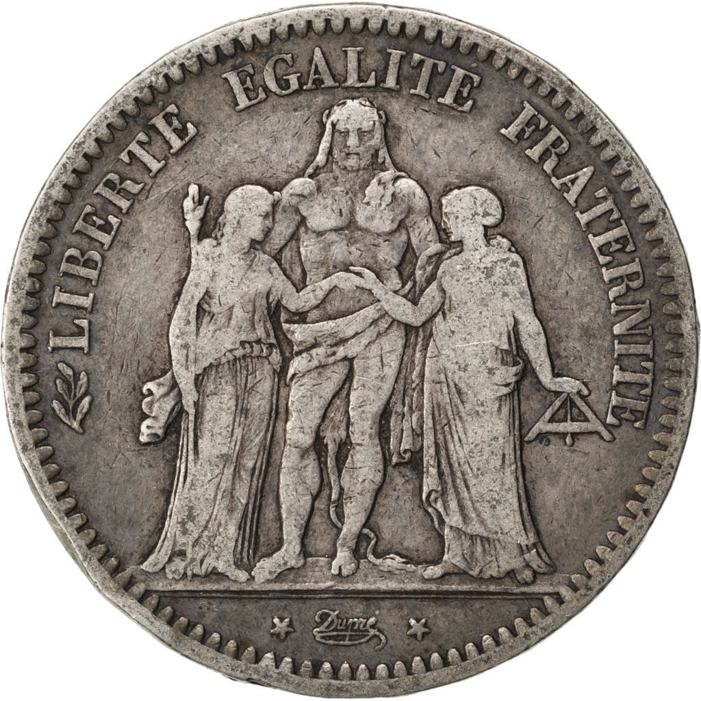 Francia, Hercule, 5 Francs, 1848, Strasbourg, MB, Argento, KM:756.2, Gadoury:683