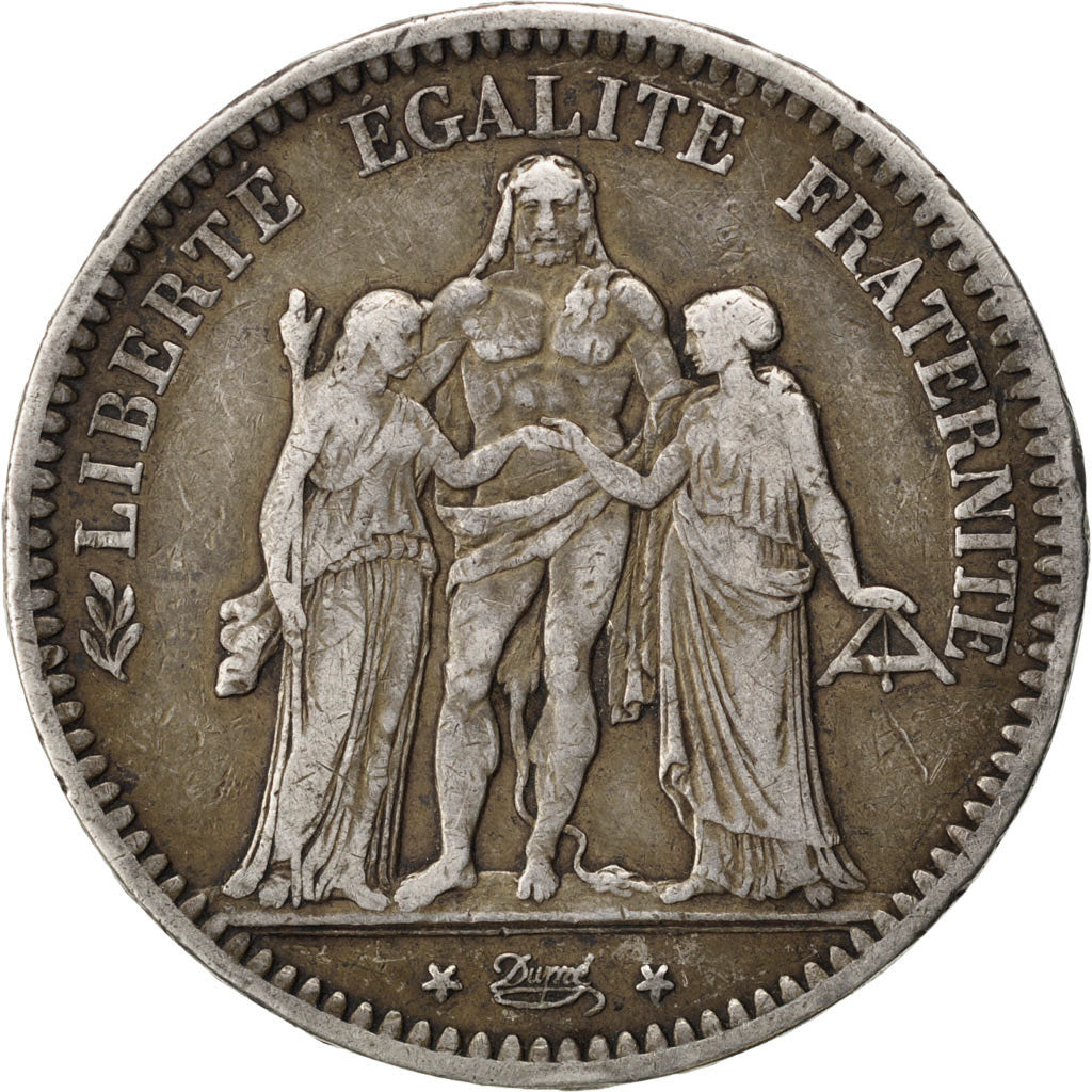 FRANCE, Hercule, 5 Francs, 1848, Strasbourg, KM #756.2, VF(30-35), Silver,...
