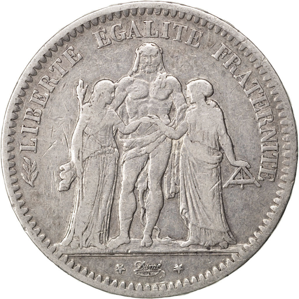 FRANCE, Hercule, 5 Francs, 1848, Strasbourg, KM #756.2, EF(40-45), Silver,...