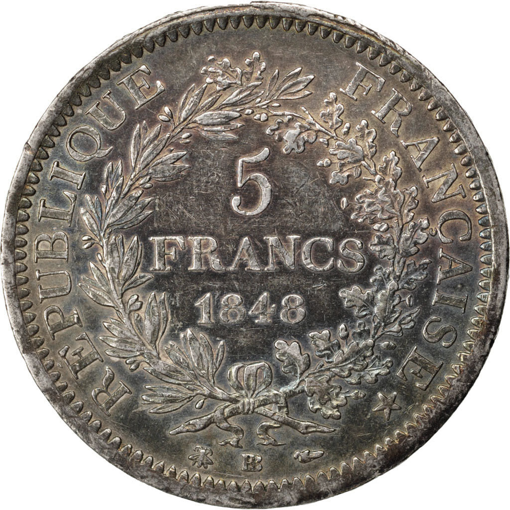 Coin, France, Hercule, 5 Francs, 1848, Strasbourg, AU(50-53), Silver, KM:756.2
