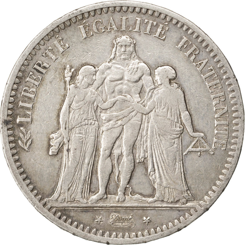 FRANCE, Hercule, 5 Francs, 1849, Paris, KM #756.1, VF(30-35), Silver, Gadoury...