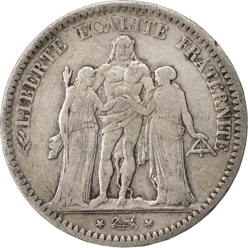 FRANCE, Hercule, 5 Francs, 1849, Strasbourg, KM #756.2, VF(20-25), Silver,...