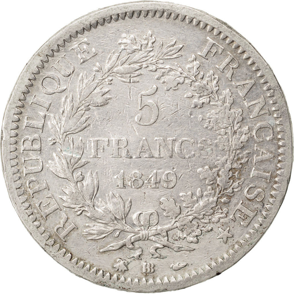 Monnaie, France, Hercule, 5 Francs, 1849, Strasbourg, TB+, Argent, KM:756.2