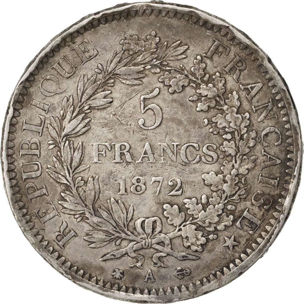 Francia, Hercule, 5 Francs, 1872, Paris, MB, Argento, Gadoury:745a
