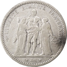 FRANCE, Hercule, 5 Francs, 1872, Paris, KM #820.1, VF(20-25), Silver, Gadoury...