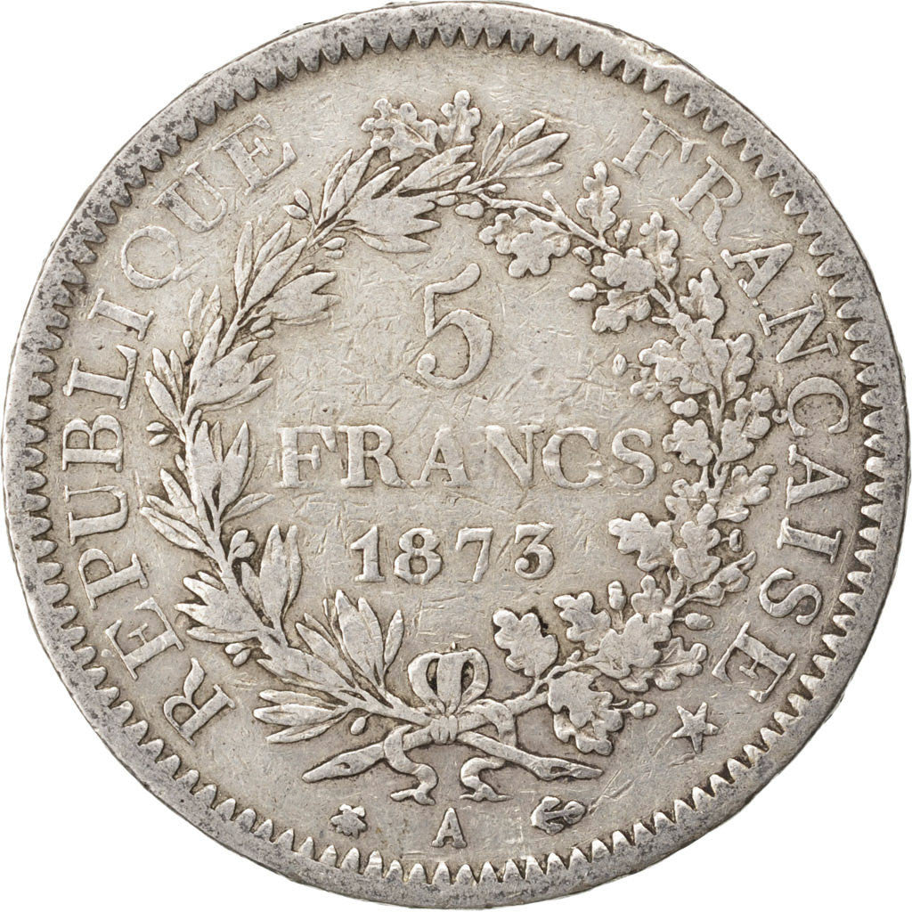 Coin, France, Hercule, 5 Francs, 1873, Paris, VF(20-25), Silver, KM:820.1