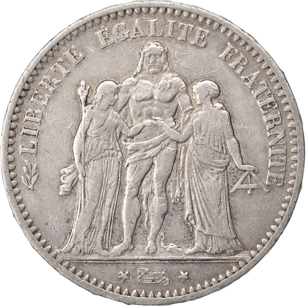 FRANCE, Hercule, 5 Francs, 1873, Bordeaux, KM #820.2, EF(40-45), Silver,...