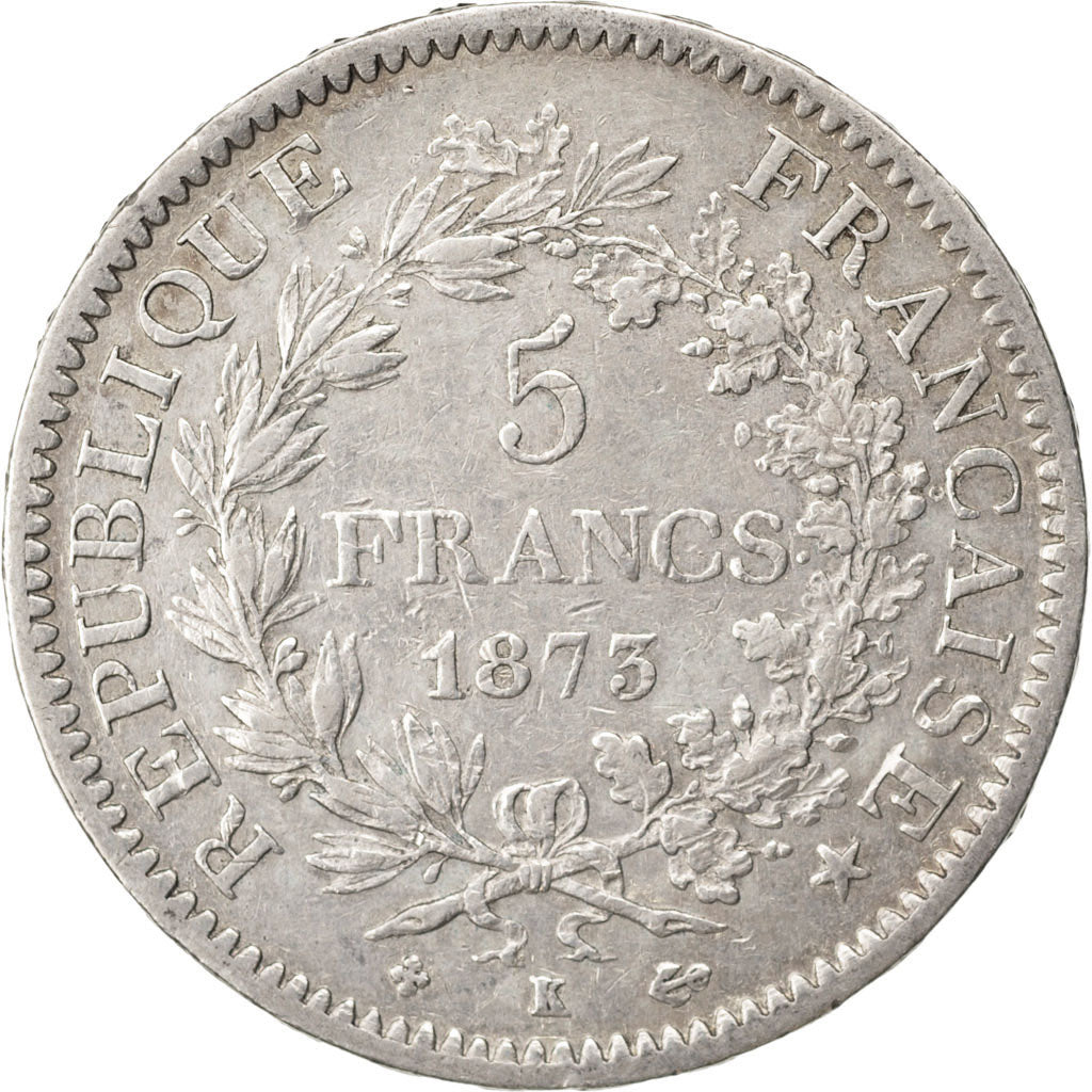 FRANCE, Hercule, 5 Francs, 1873, Bordeaux, KM #820.2, EF(40-45), Silver,...