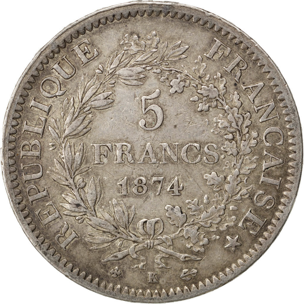 Monnaie, France, Hercule, 5 Francs, 1874, Bordeaux, TTB, Argent, Gadoury:745a