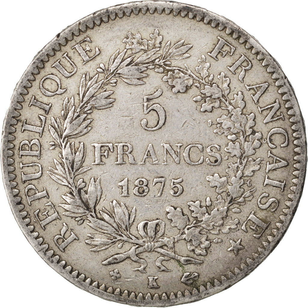 Coin, France, Hercule, 5 Francs, 1875, Bordeaux, EF(40-45), Silver, Gadoury:745a