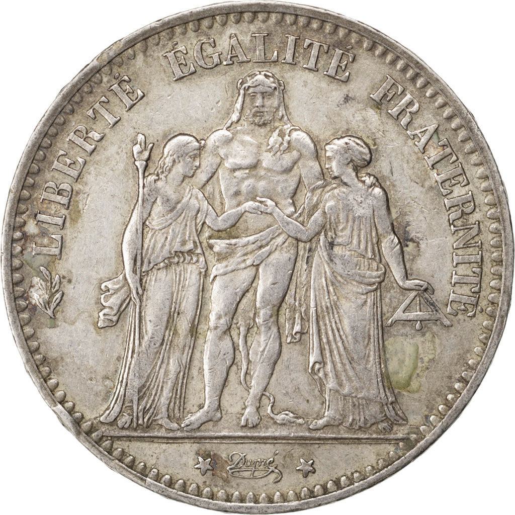 FRANCE, Hercule, 5 Francs, 1876, Bordeaux, KM #820.2, VF(30-35), Silver,...