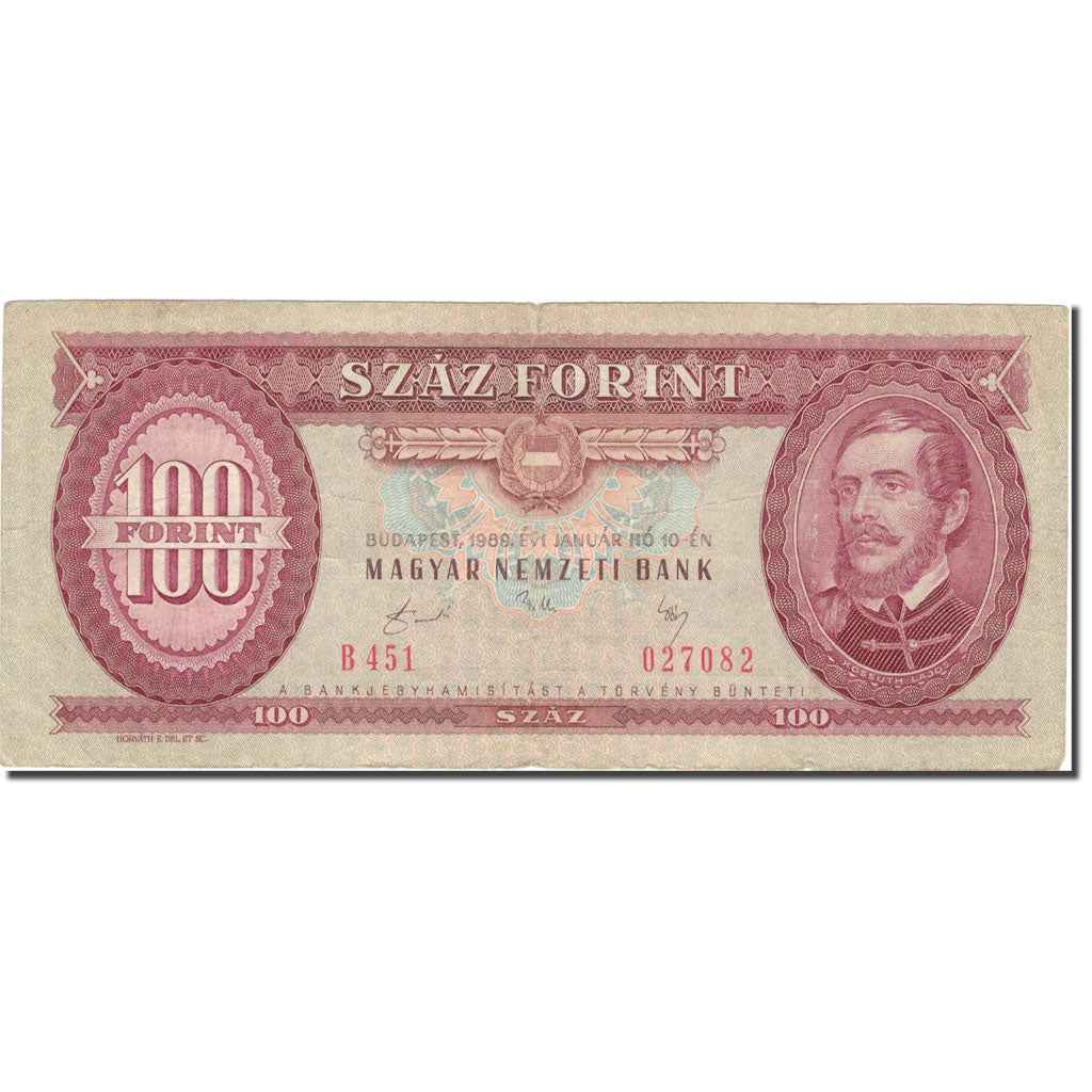 Banknot, Węgry, 100 Forint, 1989, 1989-01-30, KM:171h, VF(30-35)