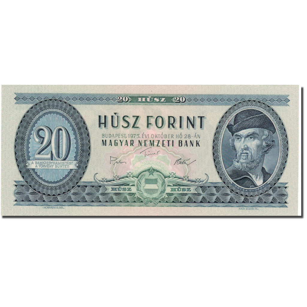 Billet, Hongrie, 20 Forint, 1975, 1975-10-28, KM:169f, SPL+