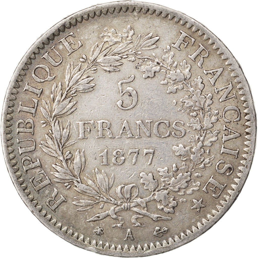 Coin, France, Hercule, 5 Francs, 1877, Paris, EF(40-45), Silver, KM:820.1
