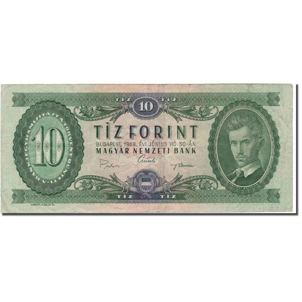 Banknote, Hungary, 10 Forint, 1969, 1969-06-30, KM:168d, AU(50-53)