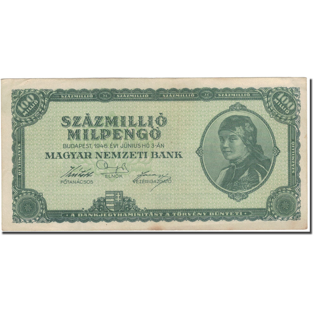 Banknote, Hungary, 100,000,000 Pengö, 1946, 1946-06-03, KM:124, VF(30-35)