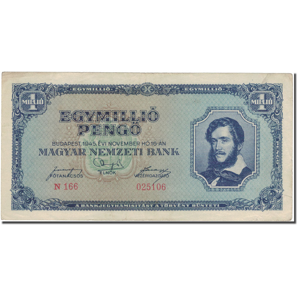 Banknote, Hungary, 1,000,000 Pengö, 1945, 1945-11-16, KM:122, VF(30-35)