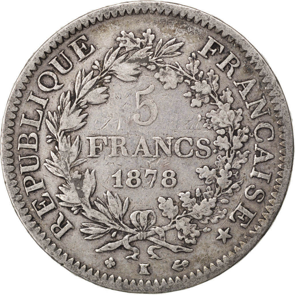 Coin, France, Hercule, 5 Francs, 1878, Bordeaux, VF(20-25), Silver, Gadoury:745a
