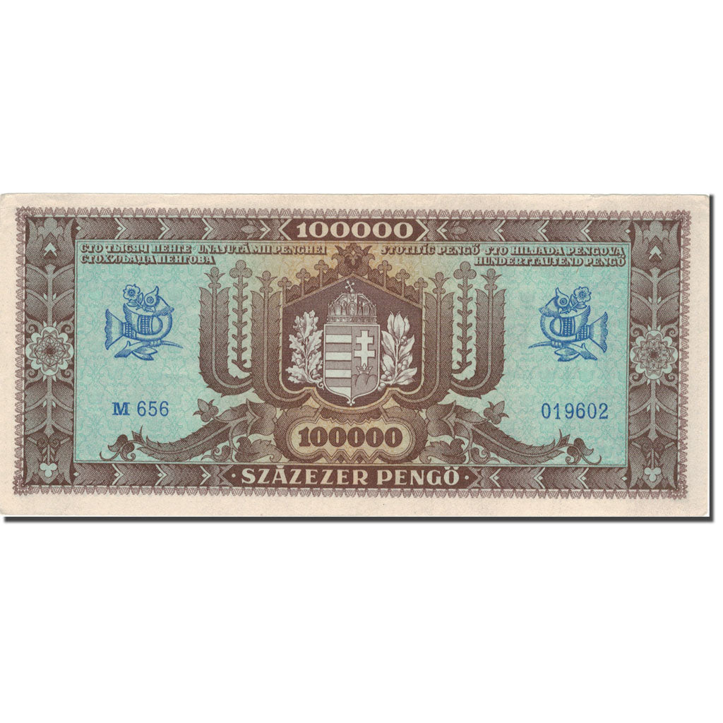 Billet, Hongrie, 100,000 Pengö, 1945, 1945-10-23, KM:121a, TTB+
