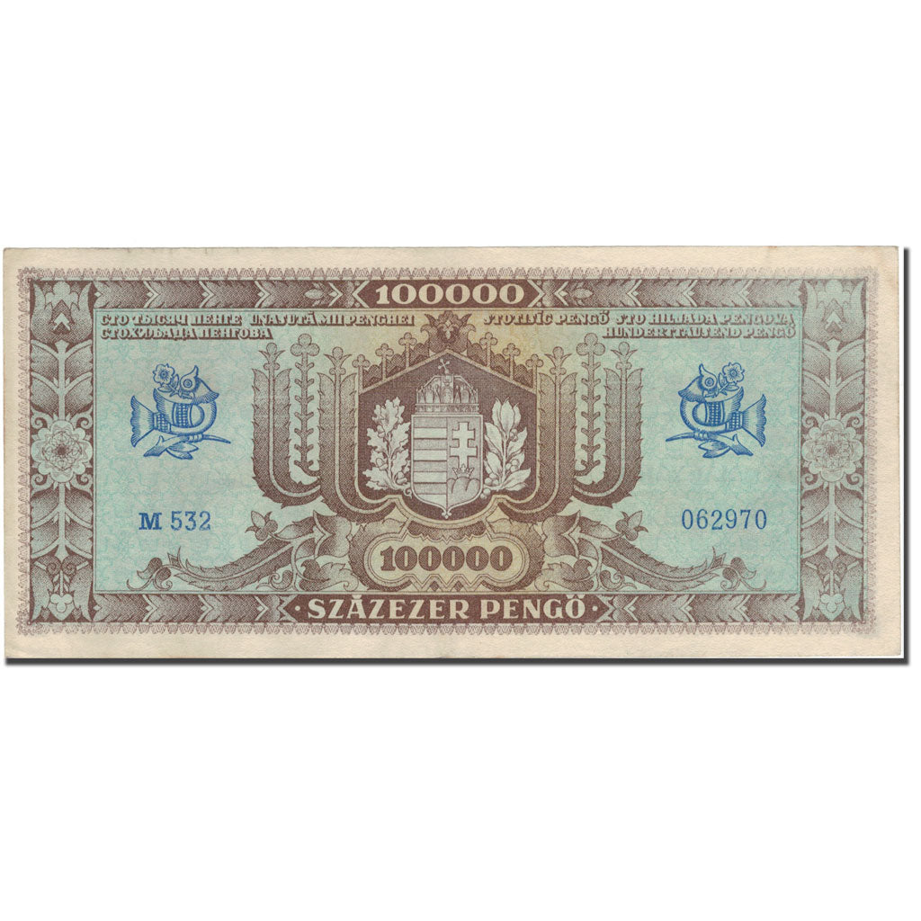 Banknote, Hungary, 100,000 Pengö, 1945, 1945-10-23, KM:121a, AU(50-53)