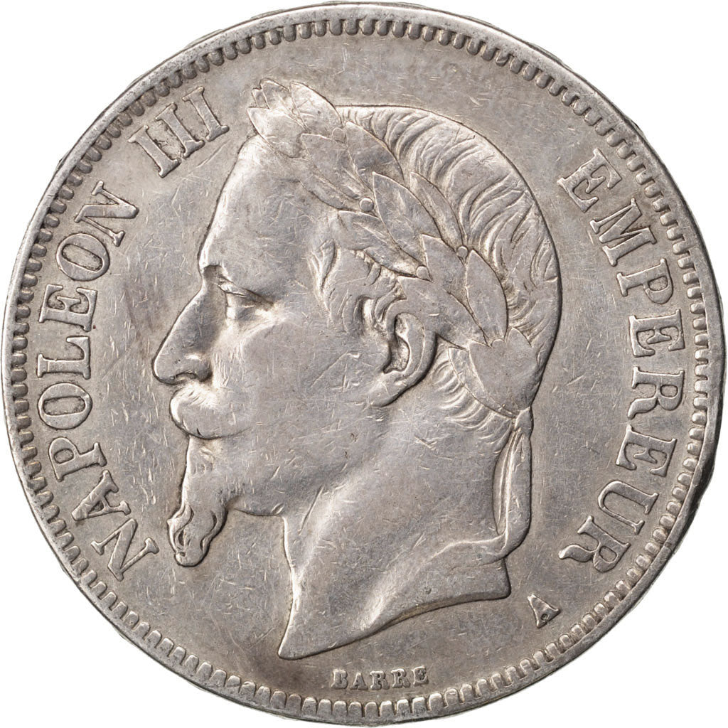 FRANCE, Napoléon III, 5 Francs, 1867, Paris, KM #799.1, VF(30-35), Silver, G...
