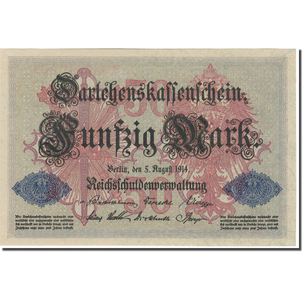 Banknote, Germany, 50 Mark, 1914, 1914-08-05, KM:49b, UNC(63)