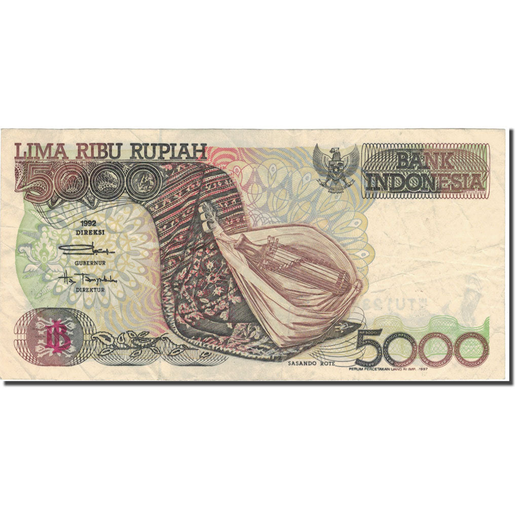 Banconote, Indonesia, 5000 Rupiah, 1992, 1992, KM:130a, MB+