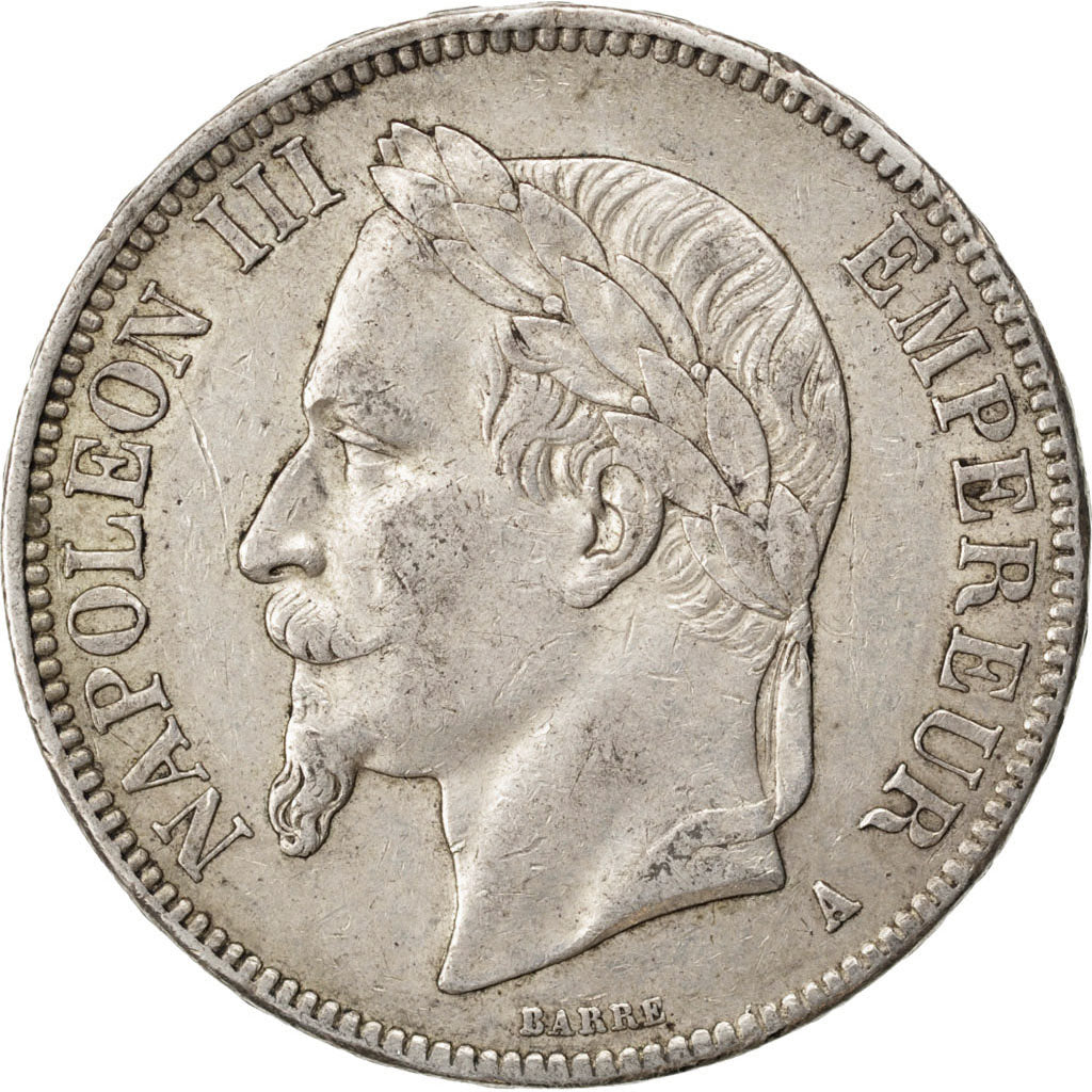 FRANCE, Napoléon III, 5 Francs, 1867, Paris, KM #799.1, EF(40-45), Silver, G...