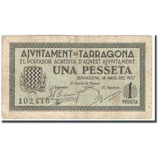Banknote, Spain, TARRAGONA, 1 Peseta, Blason, 1937, 1937, EF(40-45)