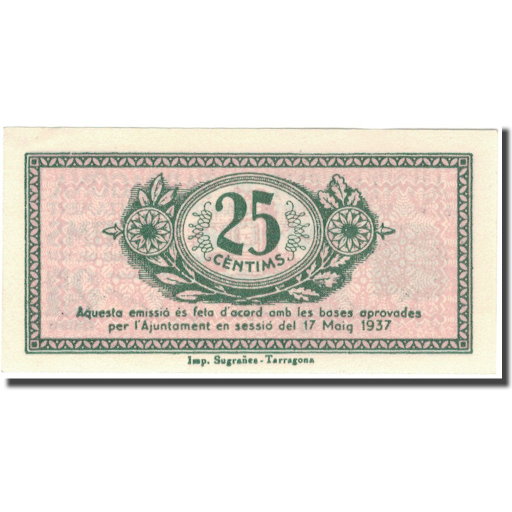 Billete, España, 25 Centimos, Blason, 1937, 1937, UNC