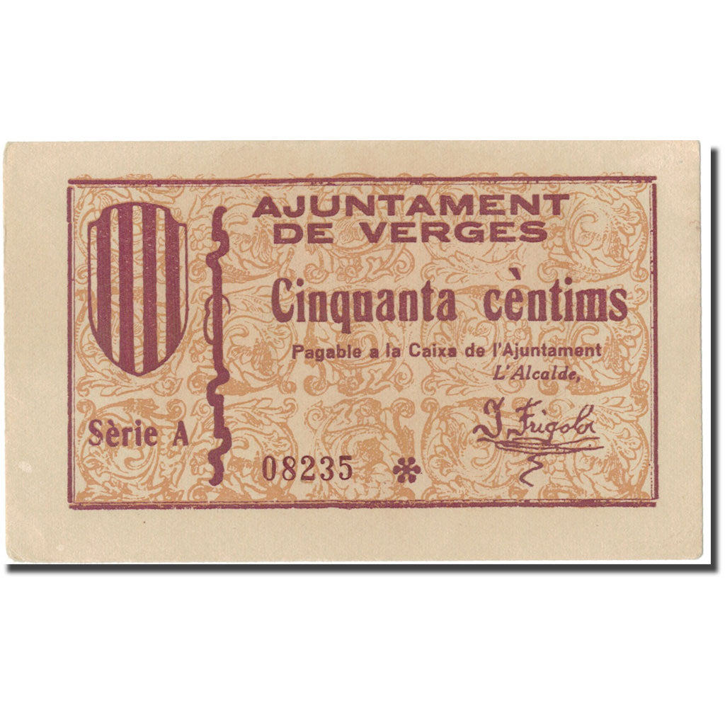 Banconote, Spagna, 50 Centimos, Ville, 1937, 1937, SPL