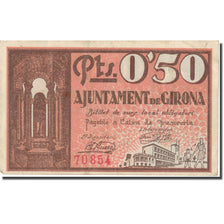 Banknote, Spain, GIRONA, 50 Centimos, Ville, 1937, 1937, EF(40-45)