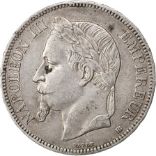 Francia, Napoleon III, Napoléon III, 5 Francs, 1867, Paris, BB, Argento, KM:...