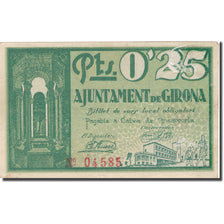 Banknote, Spain, GIRONA, 25 Centimos, Ville, 1937, 1937, VF(20-25)